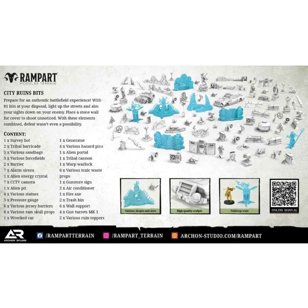 RAMPART MODULAR TERRAIN CITY RUINS BITS AMBIENTAZIONE SCENARIO ARCHON STUDIO