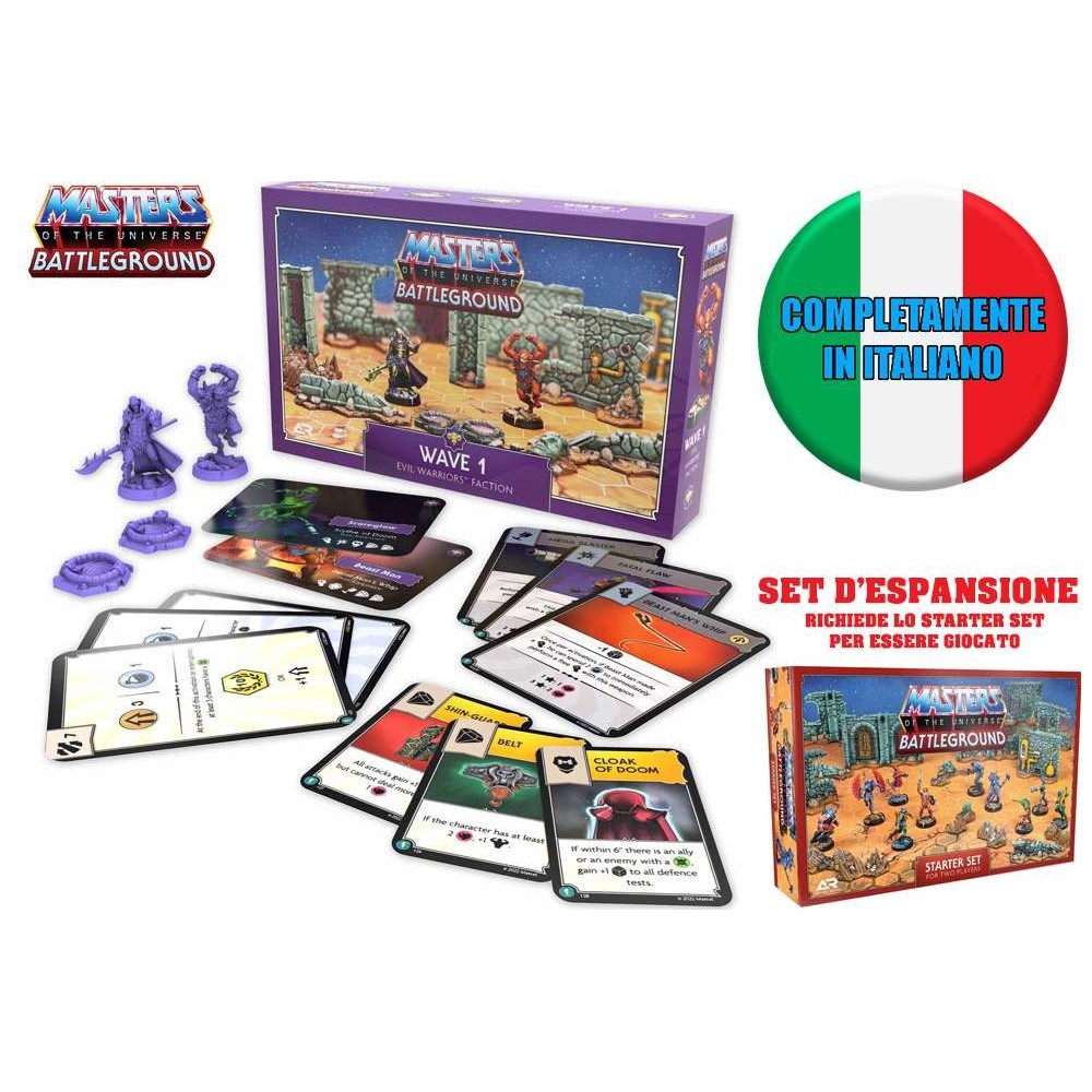 MASTERS OF THE UNIVERSE BATTLEGROUND WAVE 1 EVIL WARRIORS FACTION ESPANSIONE IN ITALIANO ARCHON STUDIO