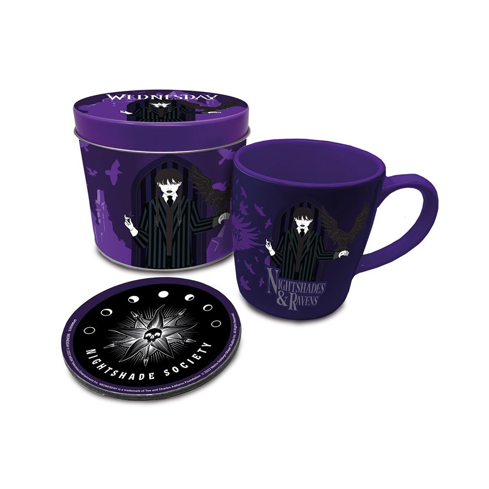 WEDNESDAY NIGHTSHADES AND RAVENS GIFT SET TAZZA E SOTTOBICCHIERE PYRAMID INTERNATIONAL