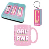 BARBIE GRL PWR GIFT SET TAZZA SOTTOBICCHIERE E PORTACHIAVI PYRAMID INTERNATIONAL