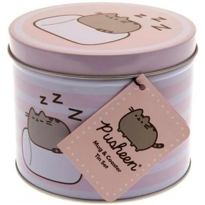 PYRAMID INTERNATIONAL PUSHEEN THE CAT GIFT TIN SET MUG AND COASTER