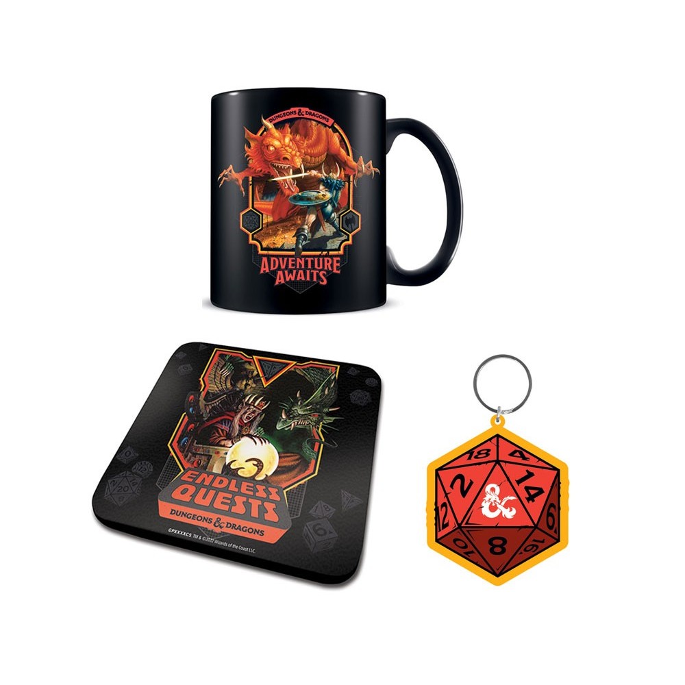 PYRAMID INTERNATIONAL DUNGEONS AND DRAGONS GIFT SET MUG COASTER AND KEYRING