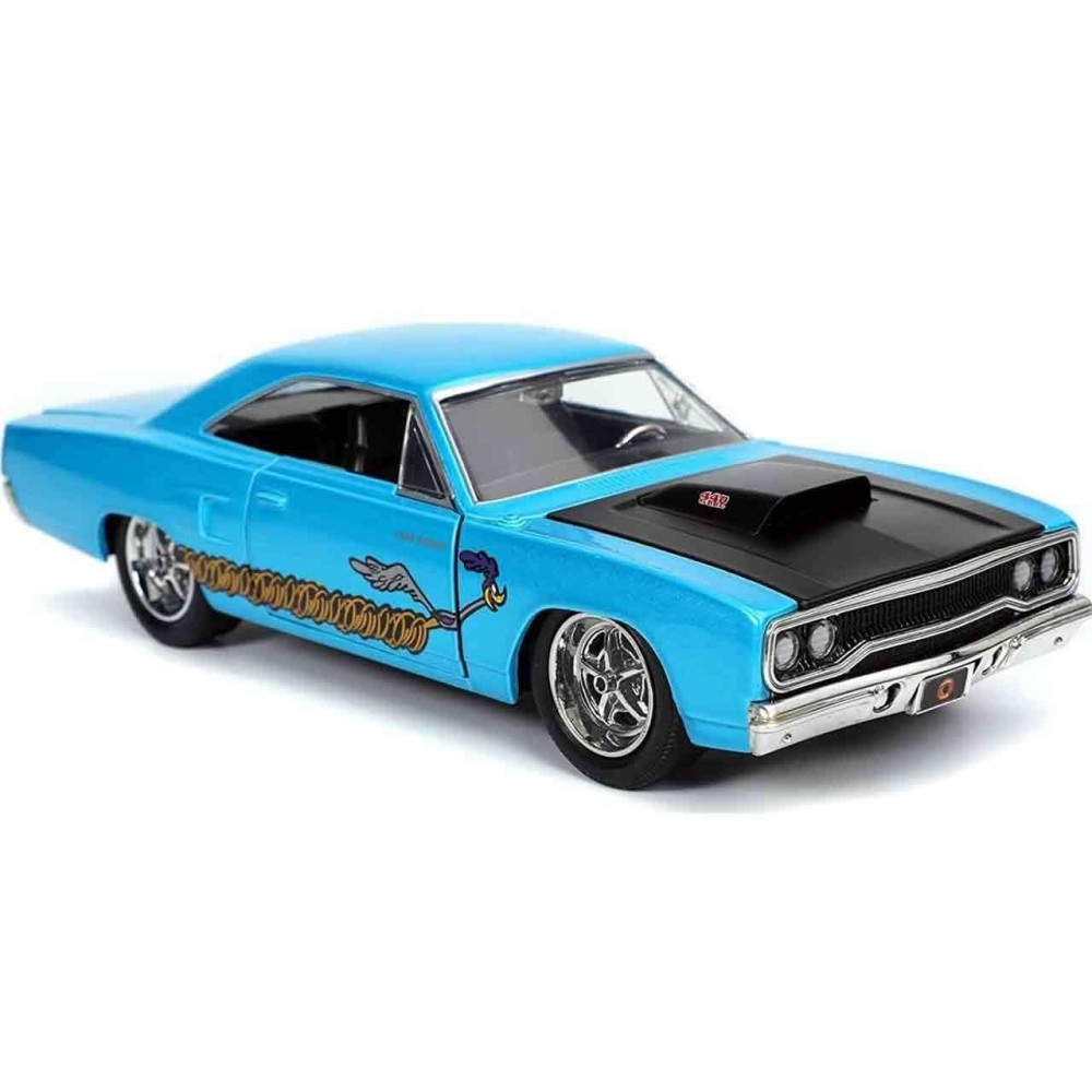 JADA TOYS LOONEY TUNES 1970 PLAYMOUTH ROADRUNNER WILL E. COYOTE DIE CAST 1/24 MODEL