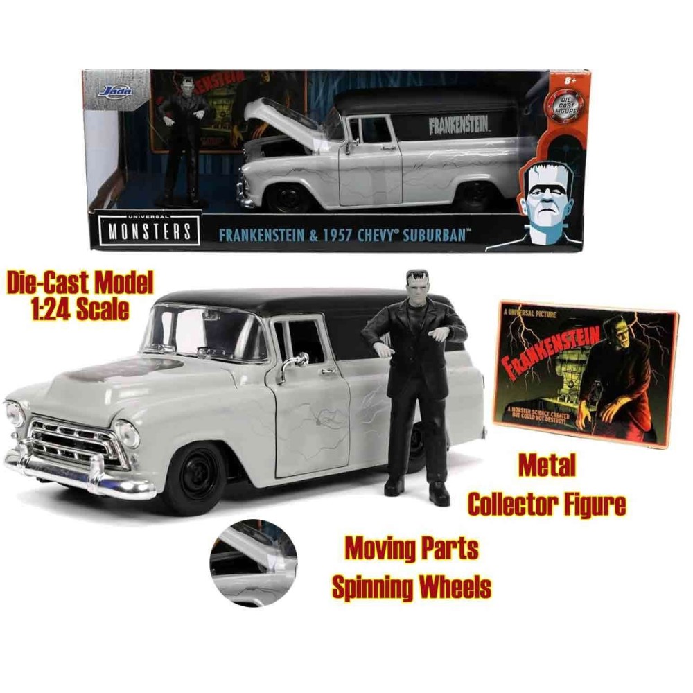 JADA TOYS UNIVERSAL MONSTER FRANKENSTEIN 1957 CHEVY SUBURBAN DIE CAST 1/24 MODEL