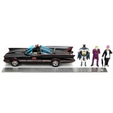 JADA TOYS BATMAN TV SERIES 1966 BATMOBILE DIE CAST 1/24 MODEL WITH BATMAN, ROBIN, JOKER AND PENGUIN