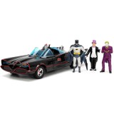 JADA TOYS BATMAN TV SERIES 1966 BATMOBILE DIE CAST 1/24 MODEL WITH BATMAN, ROBIN, JOKER AND PENGUIN