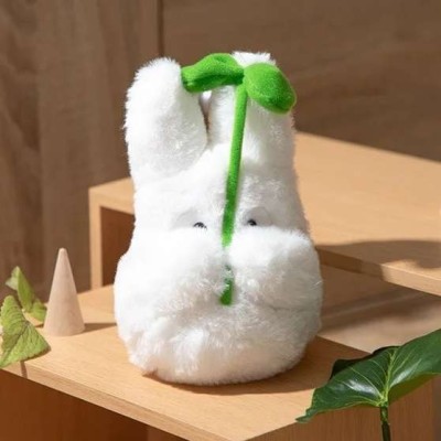IL MIO VICINO TOTORO WITH LEAF WHITE 16CM PELUCHES FIGURE STUDIO GHIBLI