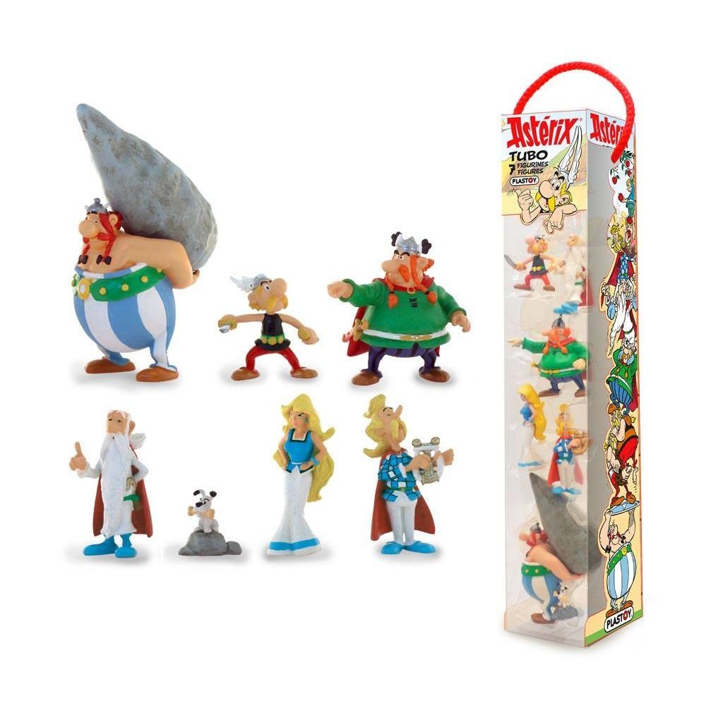 ASTERIX GALLIC VILLAGE TUBE 7 FIGURES GALLI MINI STATUE PLASTOY