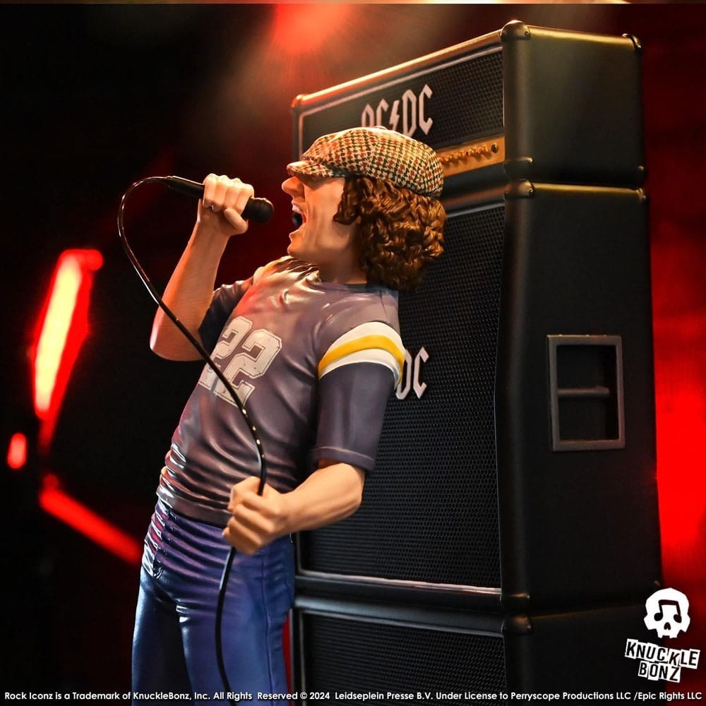 KNUCKLEBONZ ROCK ICONZ AC/DC BRIAN JOHNSON 23CM STATUE FIGURE