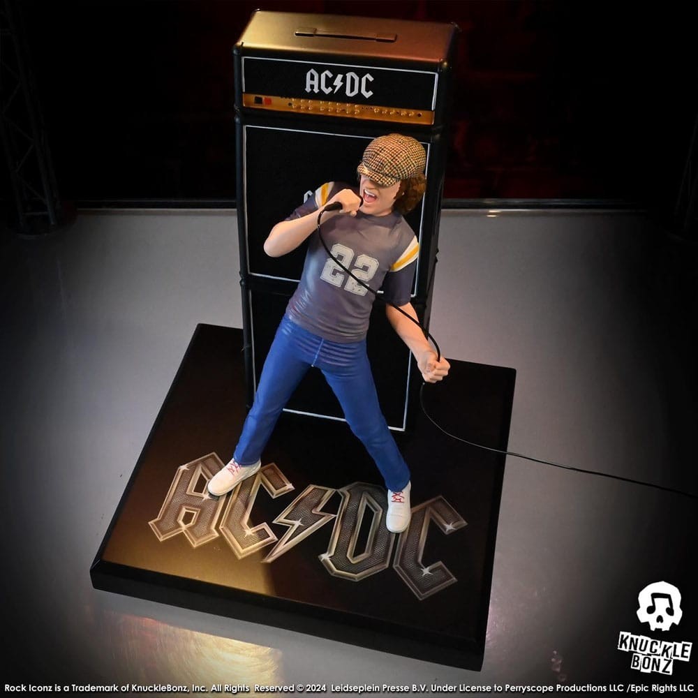 KNUCKLEBONZ ROCK ICONZ AC/DC BRIAN JOHNSON 23CM STATUE FIGURE