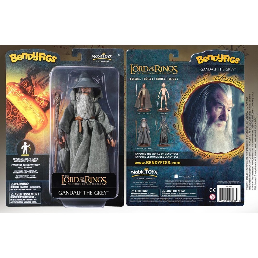 NOBLE COLLECTIONS LORD OF THE RINGS GANDALF BENDYFIGS ACTION FIGURE