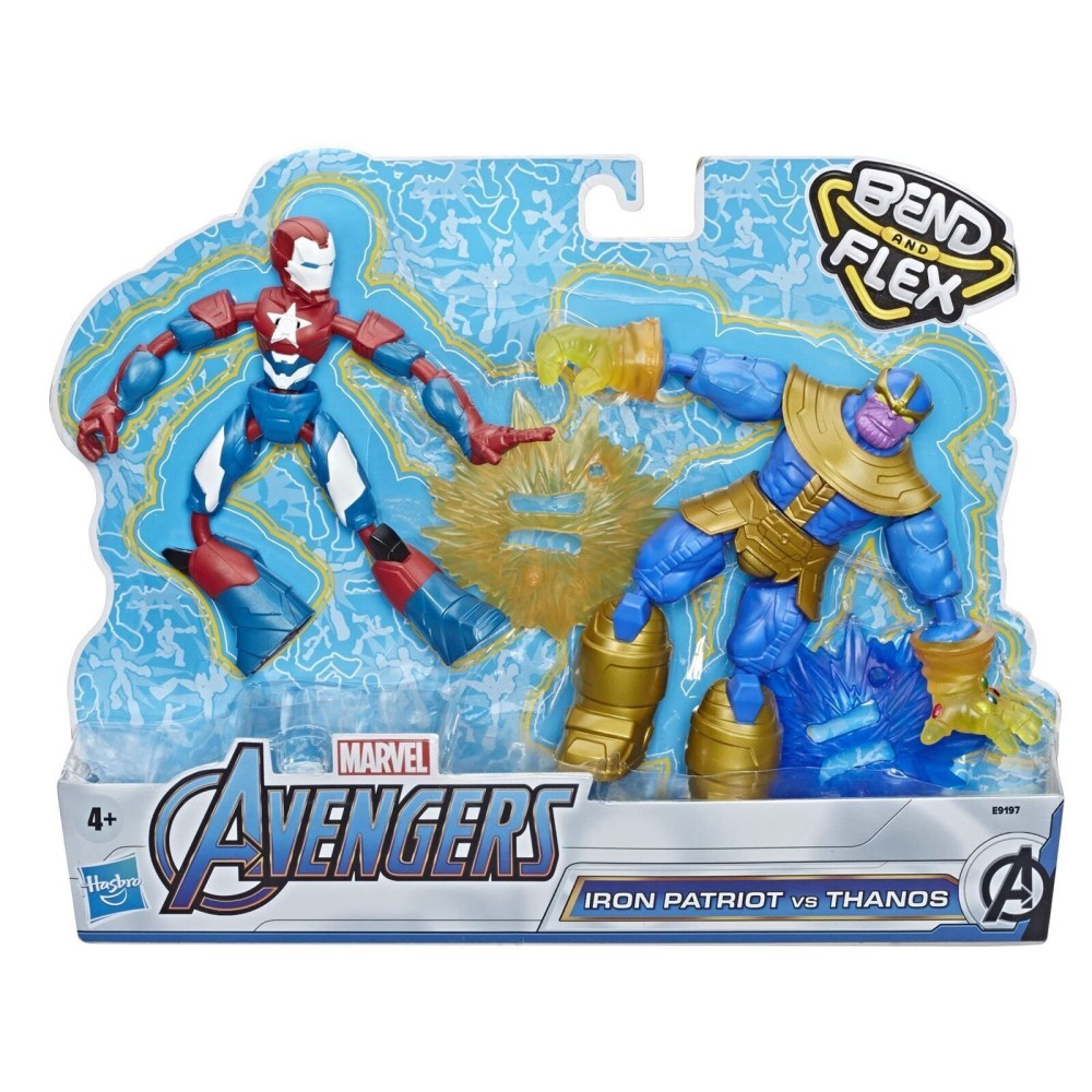 HASBRO MARVEL AVENGERS IRON PATRIOT VS THANOS BEND AND FLEX ACTION FIGURES