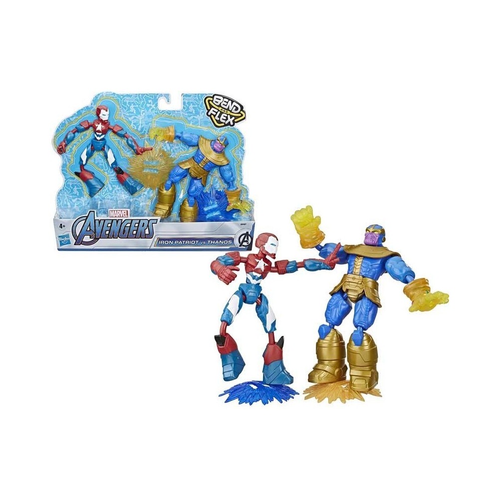 HASBRO MARVEL AVENGERS IRON PATRIOT VS THANOS BEND AND FLEX ACTION FIGURES