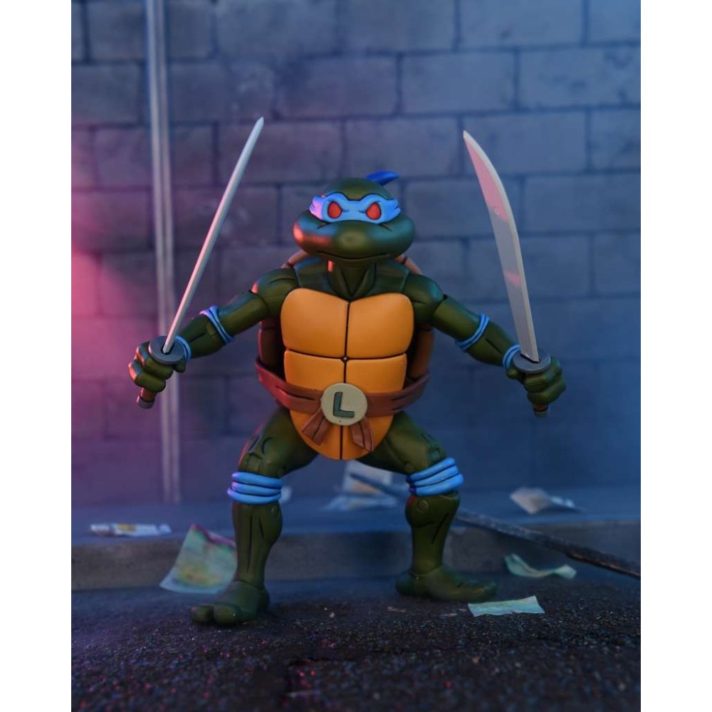 TEENAGE MUTANT NINJA TURTLES CARTOON LEONARDO ULTIMATE ACTION FIGURE NECA