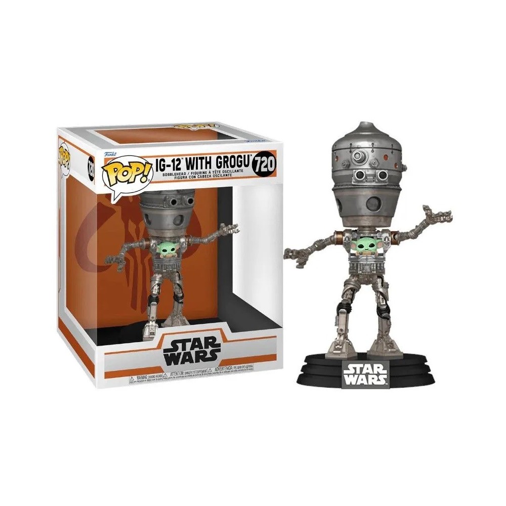 FUNKO FUNKO POP! STAR WARS THE MANDALORIAN IG-12 WITH GROGU DLX BOBBLE HEAD KNOCKER FIGURE