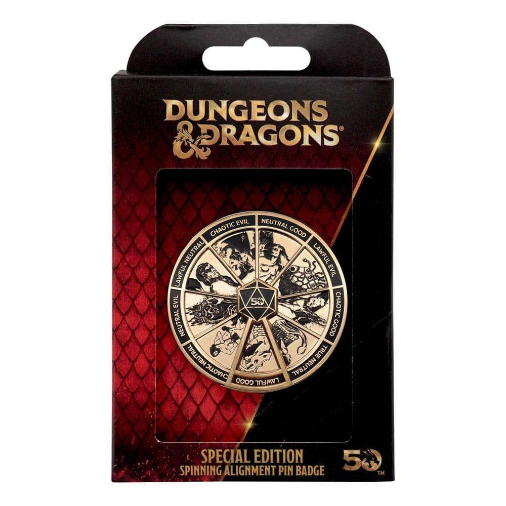 DUNGEONS AND DRAGONS SPINNING ALIGNMENT PIN BADGE SPILLA FANATTIK