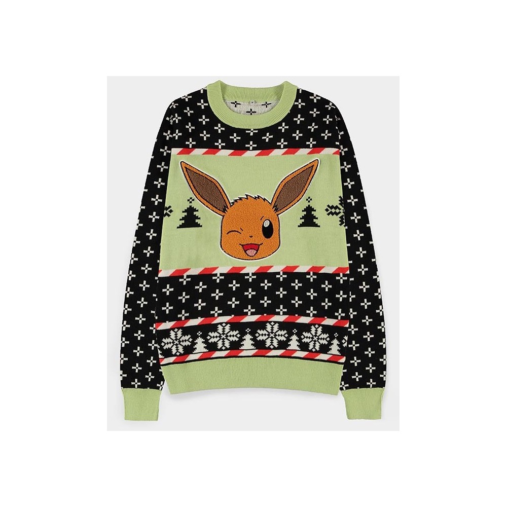 MAGLIONE POKEMON NATALE EEVEE FACE TAGLIA L DIFUZED