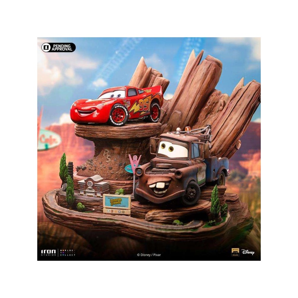 IRON STUDIOS CARS LIGHTNING MCQUEEN AND TOW MATER BDS ART SCALE DLX 1/10 STATUE