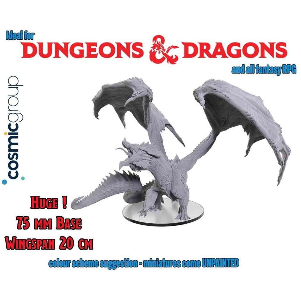 WIZKIDS DUNGEONS & DRAGONS ADULT RED DRAGON TYRANT UNPAINTED ICONS OF THE REALMS MINIATURE FIGURE