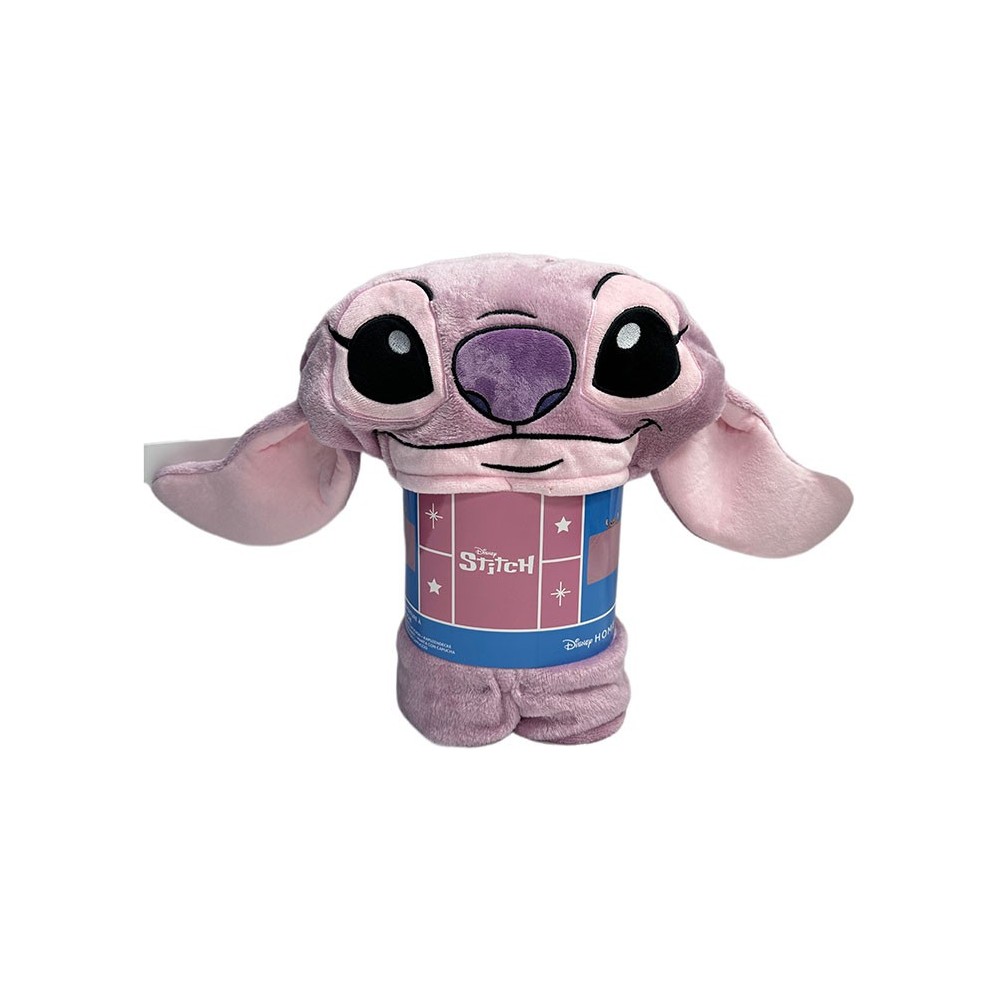 LYO DISNEY STITCH ANGEL FLEECE BLANKET WITH HOOD 120X150CM