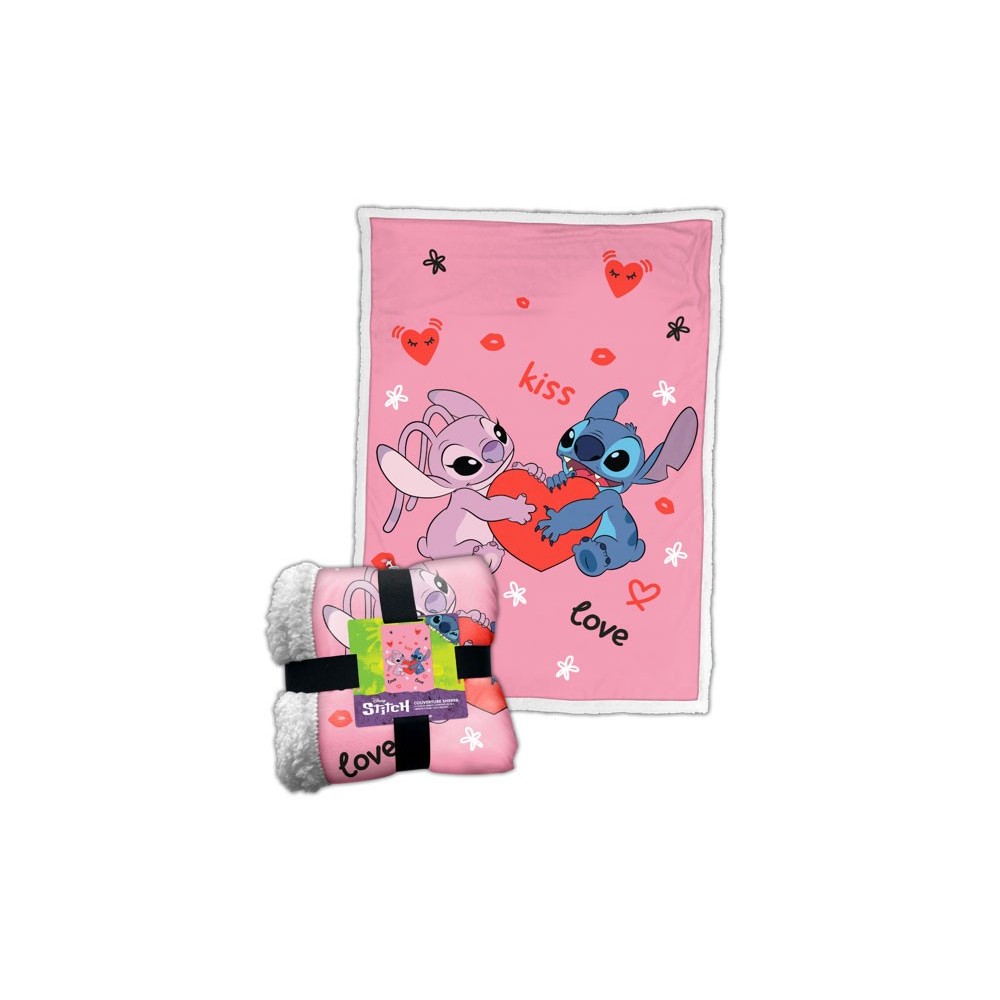 LYO DISNEY STITCH LOVE FLEECE SHERPA BLANKET 100X150CM