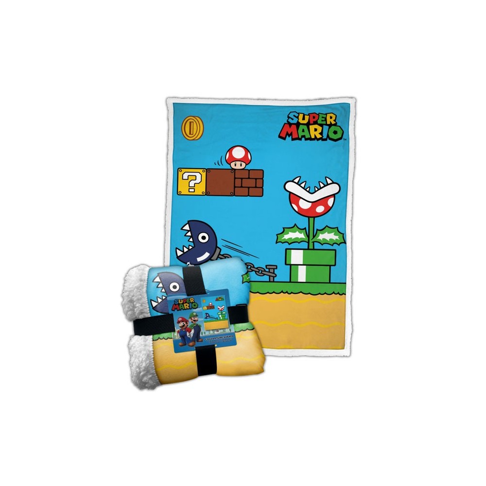 SUPER MARIO VINTAGE LEVEL COPERTA IN PILE SHERPA 100X150CM LYO