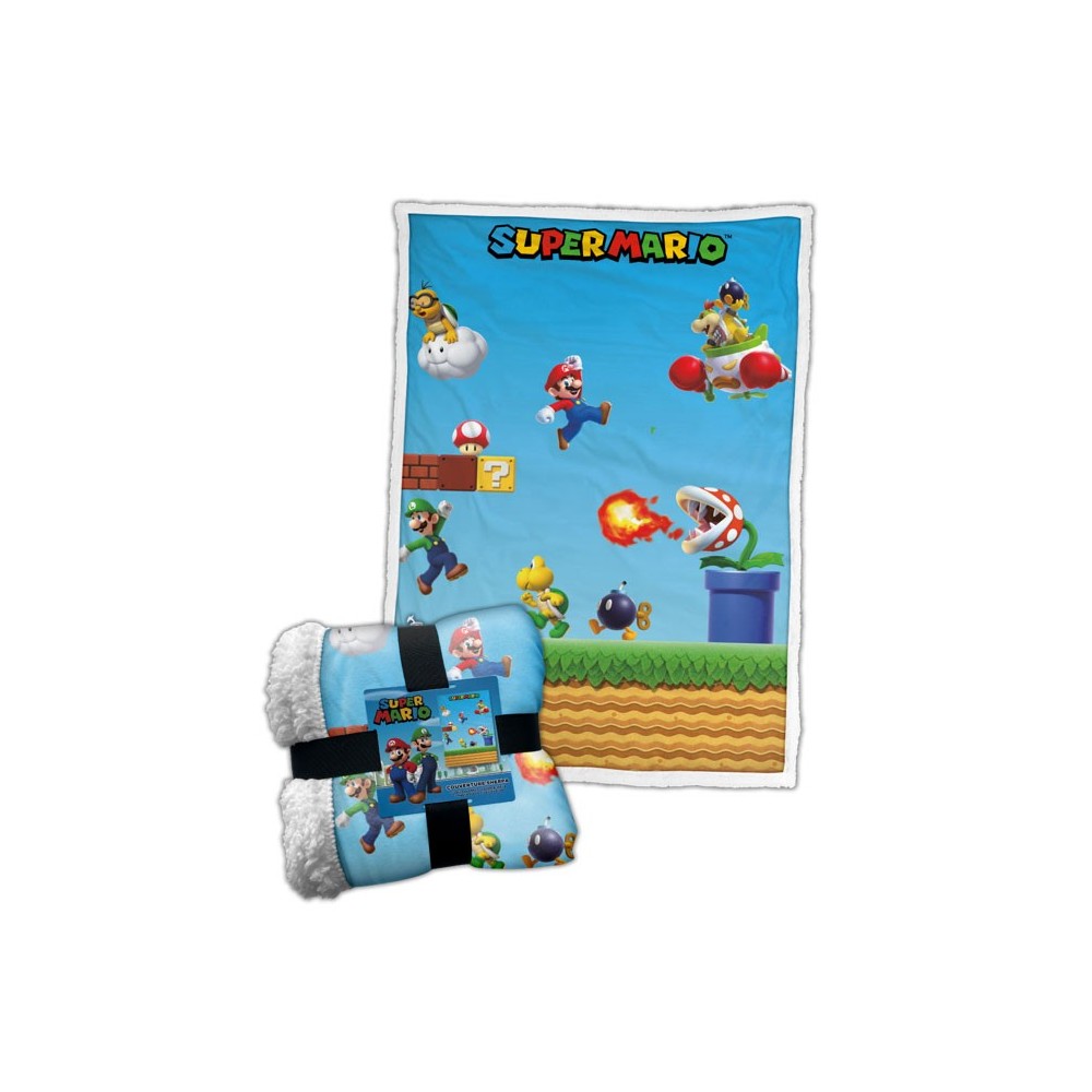 LYO SUPER MARIO LEVEL AND CHARACTERS FLEECE SHERPA BLANKET 100X150CM