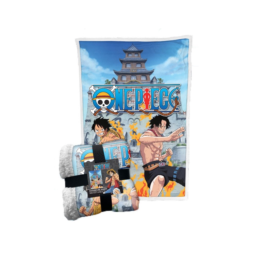 ONE PIECE MONKEY D.LUFFY E PORTGAS D.ACE COPERTA IN PILE SHERPA 100X150CM LYO