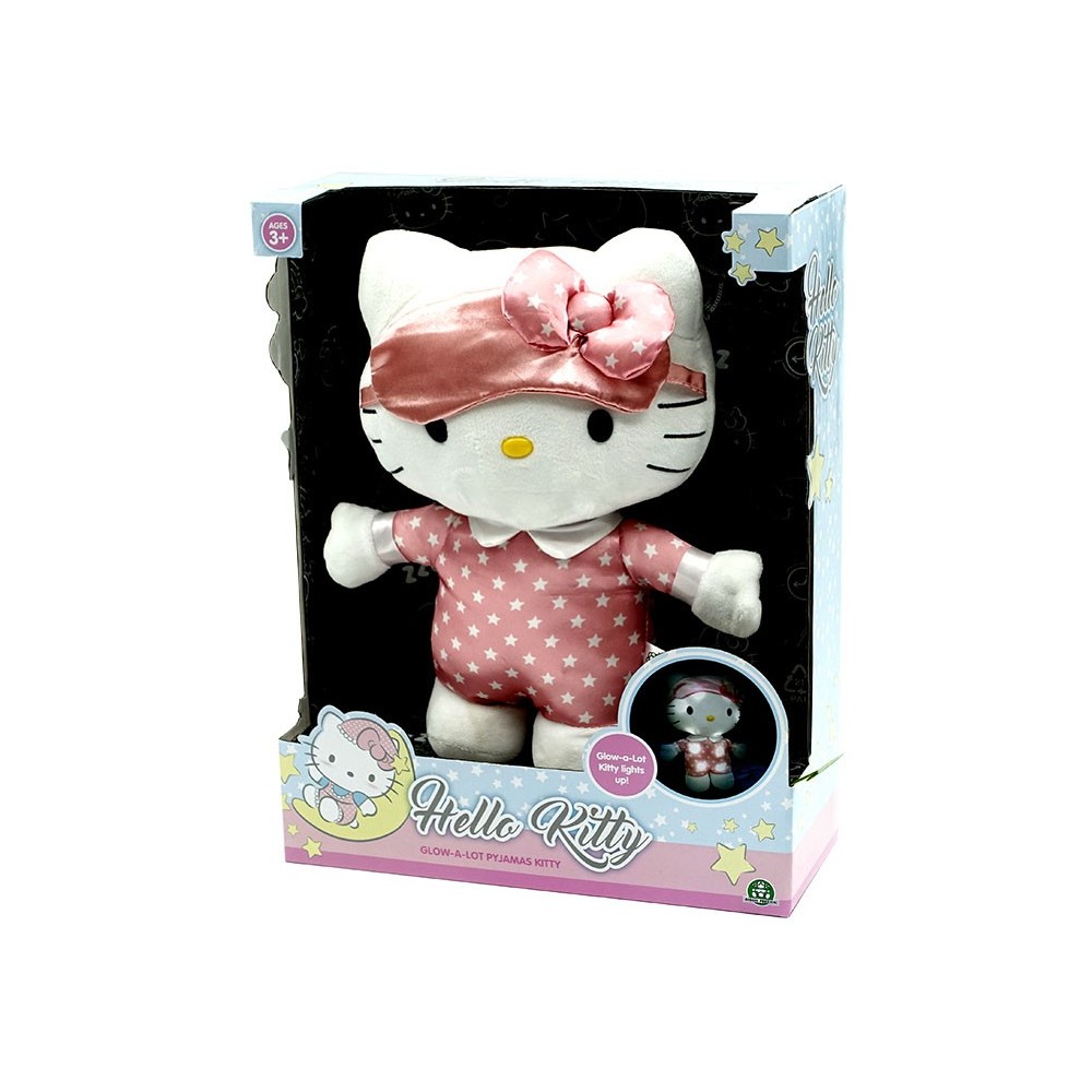 HELLO KITTY GLOW A LOT PIJAMAS KITTY 30CM PUPAZZO PELUCHE FIGURE CON LUCI E SUONI GIOCHI PREZIOSI