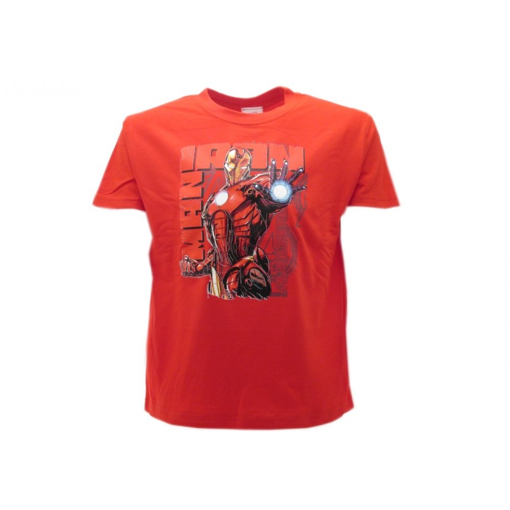 MAGLIA T SHIRT IRON MAN POSA MARVEL AVENGERS ROSSA