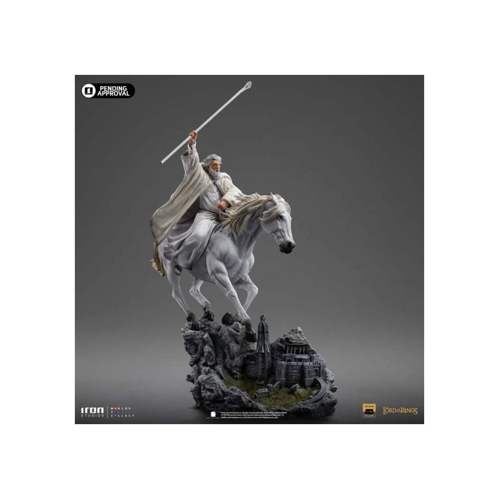 IL SIGNORE DEGLI ANELLI GANDALF THE WHITE ON SHADOWFAX ART SCALE 1/10 STATUA FIGURE IRON STUDIOS