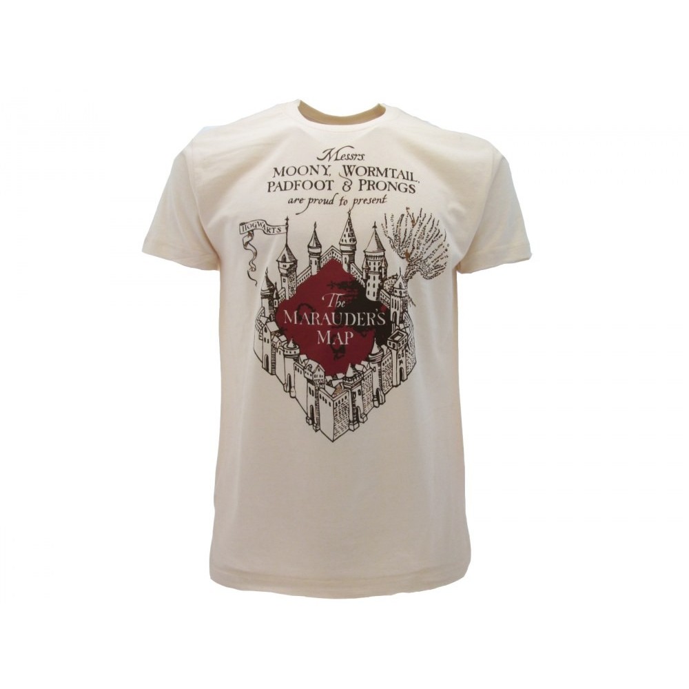 MAGLIA T SHIRT HARRY POTTER THE MARAUDER'S MAP BEIGE