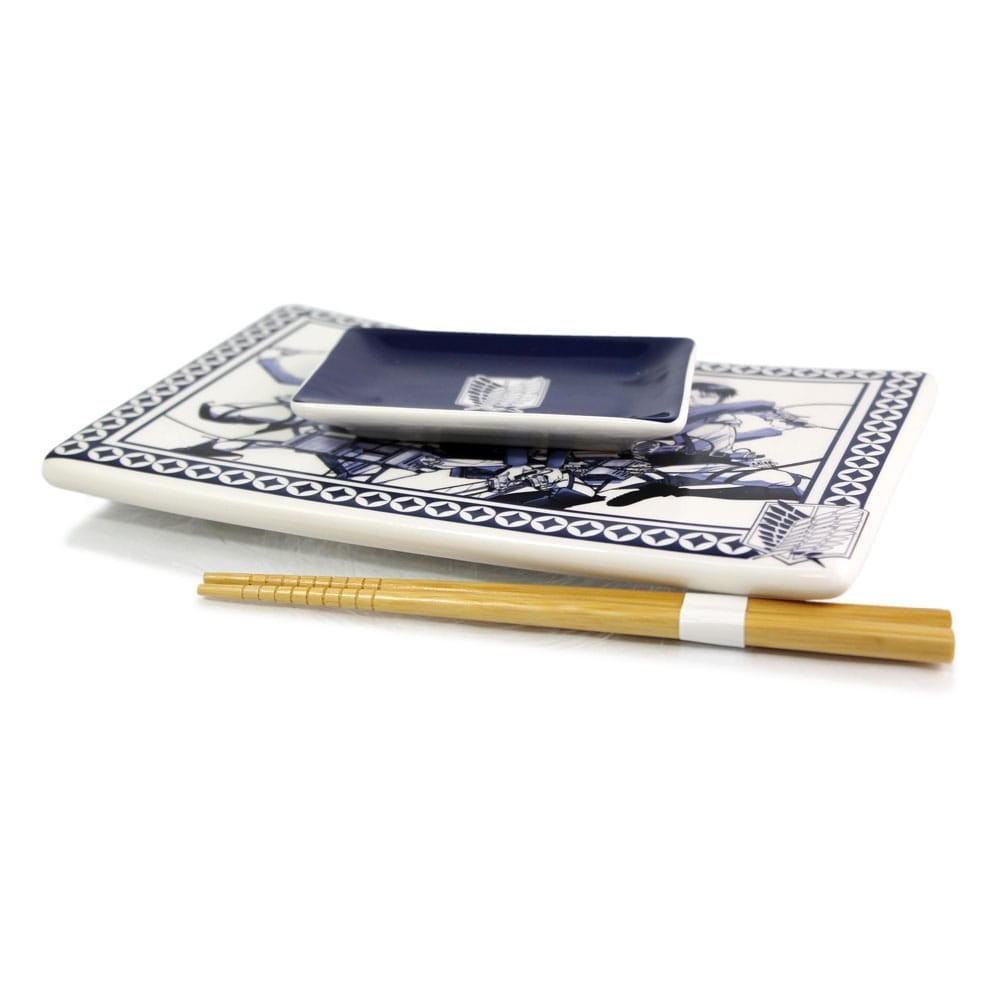 ATTACCO DEI GIGANTI SURVEY CORPS CERAMIC SUSHI SET E BACCHETTE JUST FUNKY