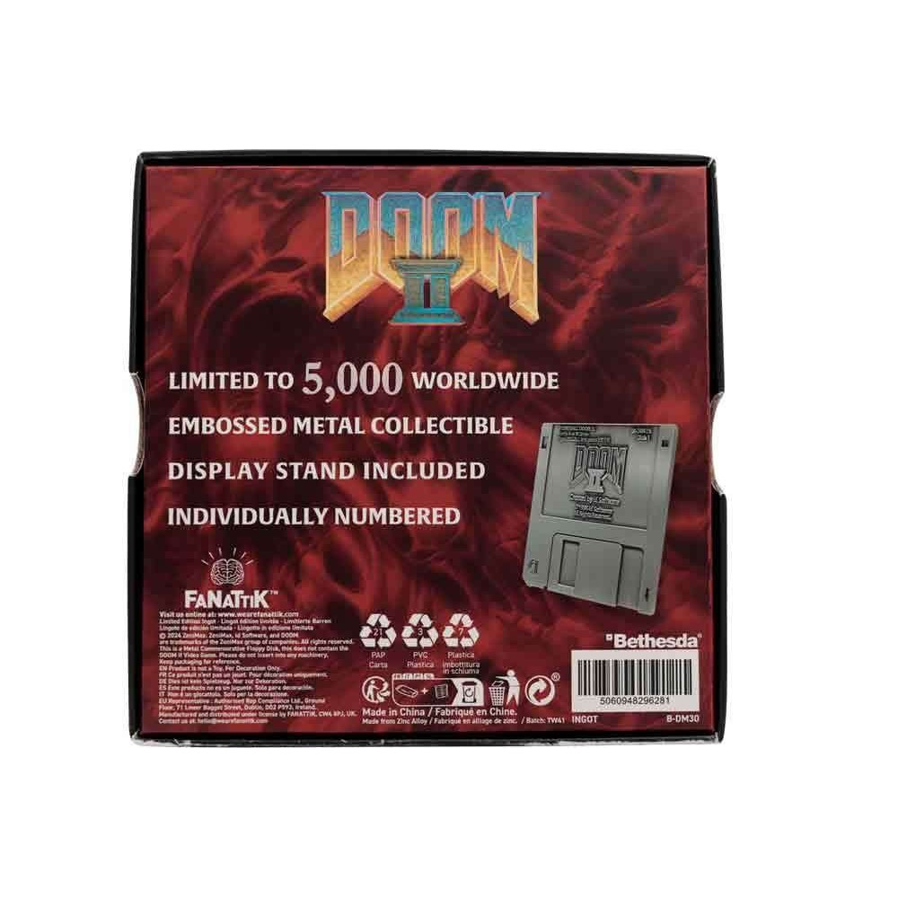 DOOM II COMMEMORATIVE FLOPPY DISC ANTIQUE SILVER EDITION REPLICA FANATTIK