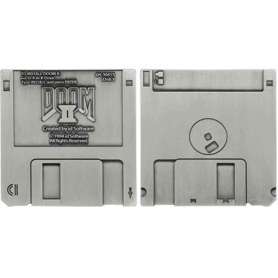 DOOM II COMMEMORATIVE FLOPPY DISC ANTIQUE SILVER EDITION REPLICA FANATTIK