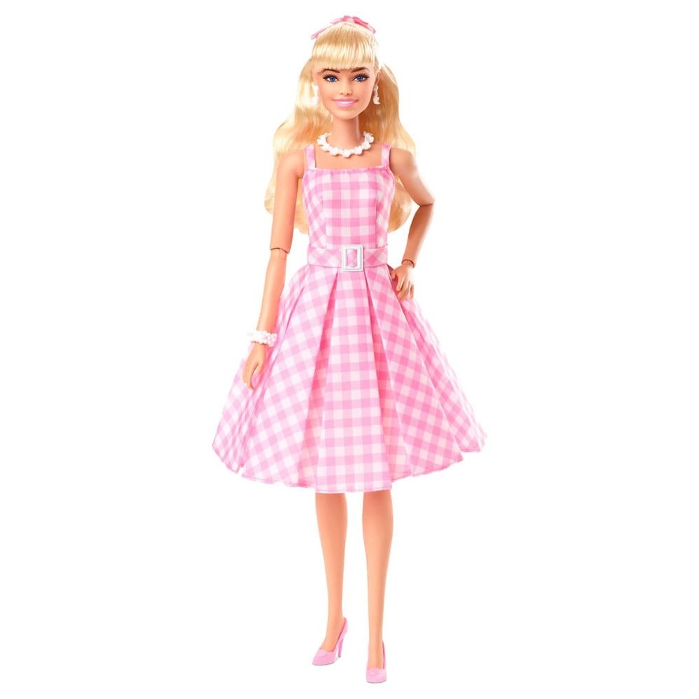BARBIE THE MOVIE BARBIE IN PINK GINGHAM DRESS DOLL ACTION FIGURE MATTEL