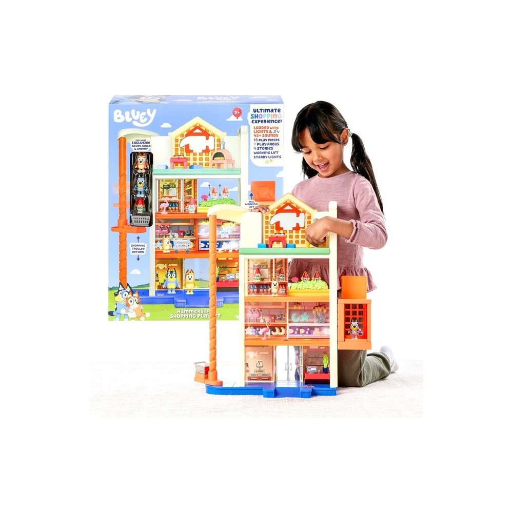 MOOSE TOYS BLUEY HAMMERBARN SHOPPING PLAYSET WITH 3 ACTION FIGURES