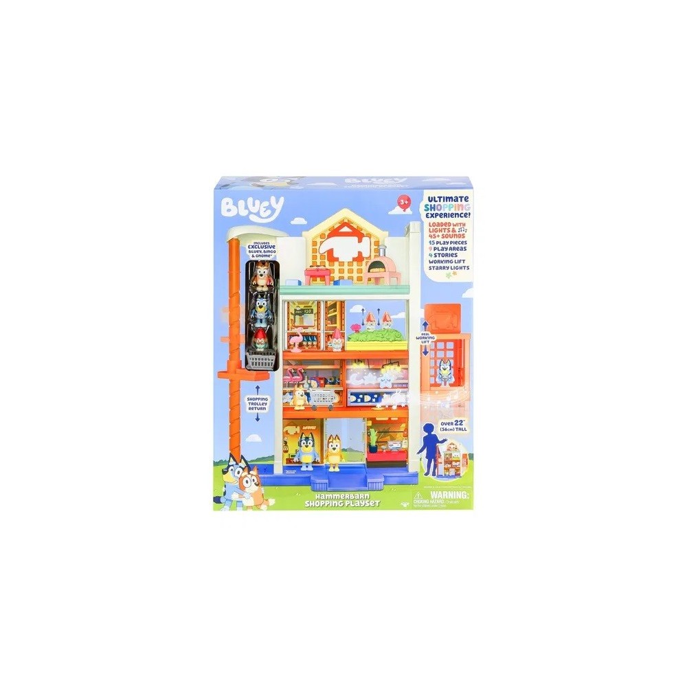 MOOSE TOYS BLUEY HAMMERBARN SHOPPING PLAYSET WITH 3 ACTION FIGURES
