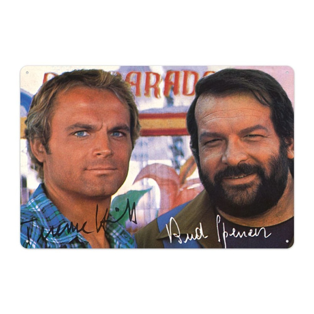 BUD SPENCER AND TERENCE HILL AUTOGRAFI TARGA METALLO 30X20CM  Blechwaren Fabrik Braunschweig