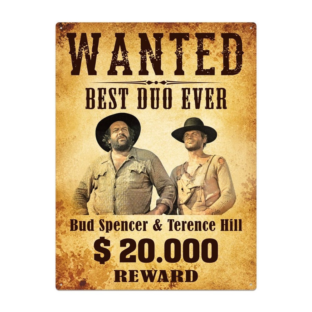 Blechwaren Fabrik Braunschweig BUD SPENCER AND TERENCE HILL WANTED METAL TIN SIGN 30X40CM