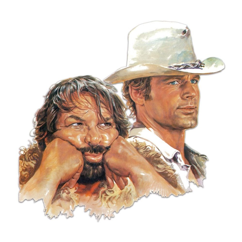Blechwaren Fabrik Braunschweig BUD SPENCER AND TERENCE HILL DIO PERDONA IO NO 3D METAL TIN SIGN 45X45CM