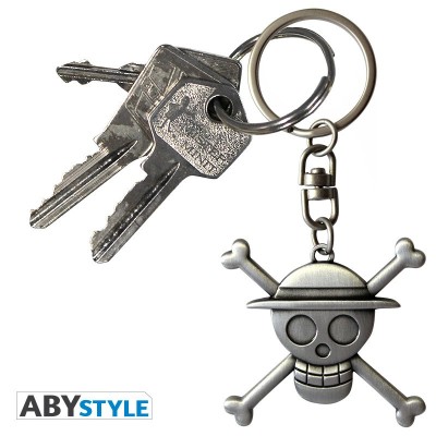 ONE PIECE 3D METAL KEYCHAIN SKULL PORTACHIAVI LOGO LUFFY ABYSTYLE