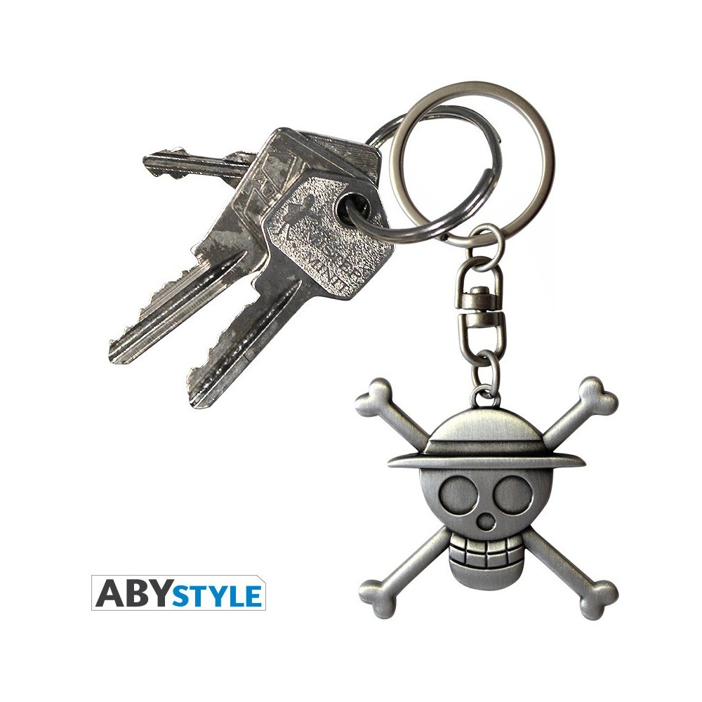 ONE PIECE 3D METAL KEYCHAIN SKULL PORTACHIAVI LOGO LUFFY ABYSTYLE