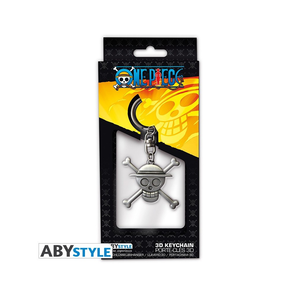 ONE PIECE 3D METAL KEYCHAIN SKULL PORTACHIAVI LOGO LUFFY ABYSTYLE