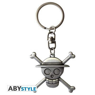 ONE PIECE 3D METAL KEYCHAIN SKULL PORTACHIAVI LOGO LUFFY ABYSTYLE