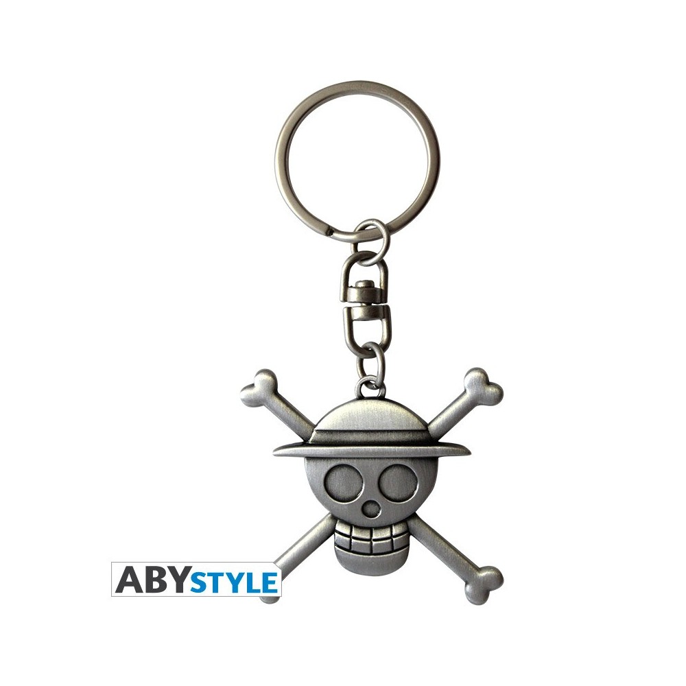 ONE PIECE 3D METAL KEYCHAIN SKULL PORTACHIAVI LOGO LUFFY ABYSTYLE