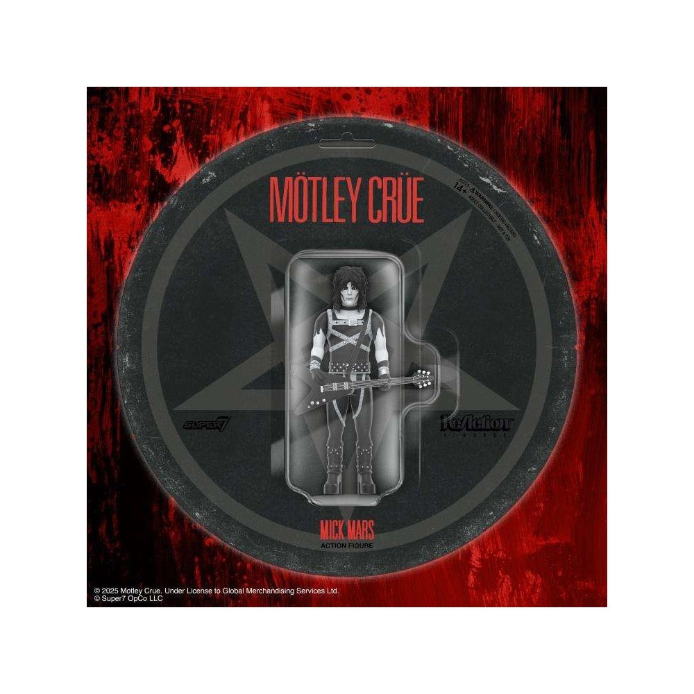 SUPER7 MOTLEY CRUE REACTION MICK MARS SHOUT AT THE DEVIL B&W ACTION FIGURE