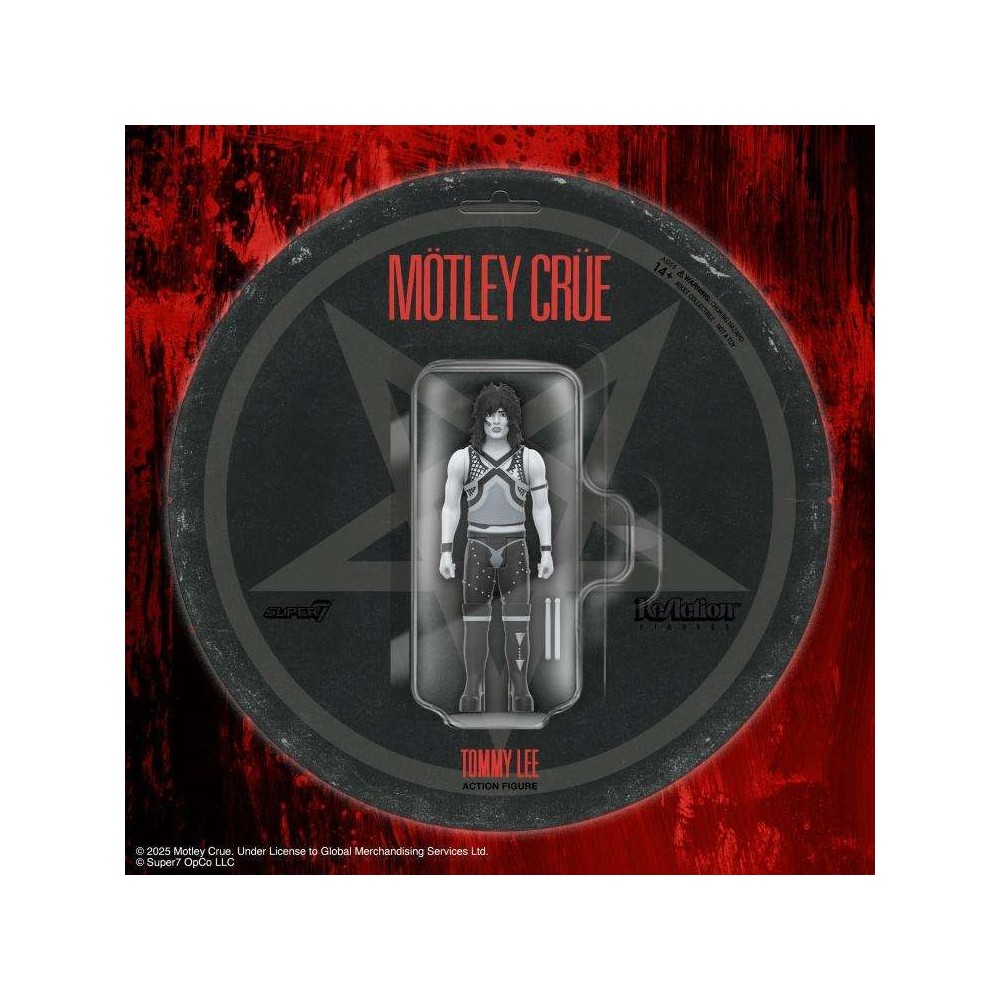 SUPER7 MOTLEY CRUE REACTION TOMMY LEE SHOUT AT THE DEVIL B&W ACTION FIGURE