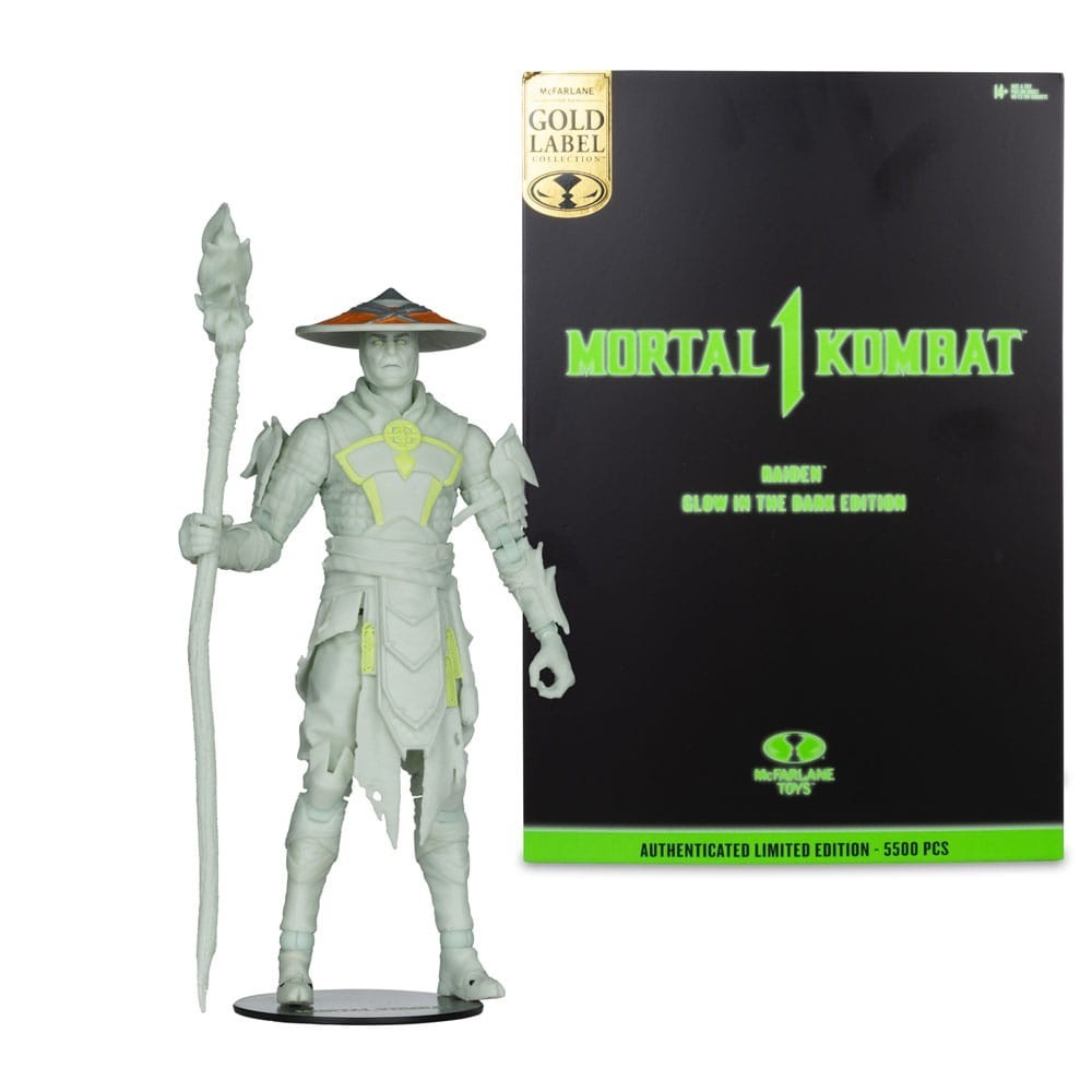 MORTAL KOMBAT 1 RAIDEN GLOWING GOLD LABEL ACTION FIGURE MC FARLANE