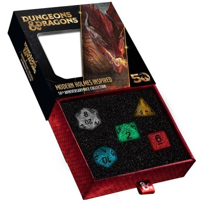 DUNGEONS AND DRAGONS 50TH MODERN HOLMES INSPIRED DICE SET 5 DADI FANROLL